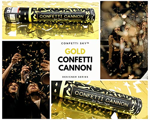 Image of Confetti Sky [6 Pack] 12 Inch Confetti Cannons | Gold Confetti Poppers for Wedding Celebration, Birthday Party, Pranks, Graduation, Christmas Eve and New Year Celebration