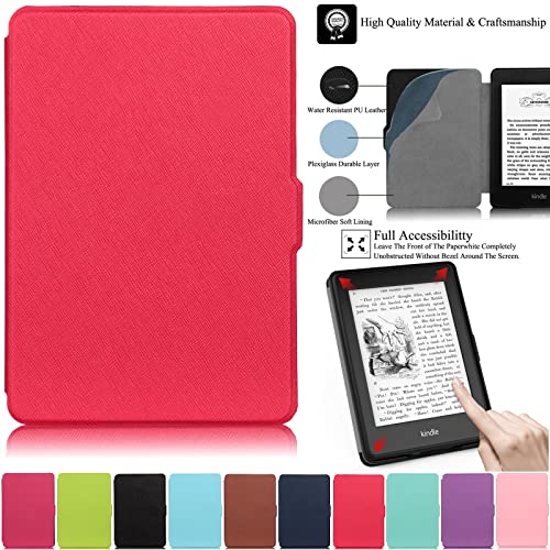 Artyond Case for Kindle Paperwhite,Slim Folio Magnetic Card Slots with Auto Wake/Sleep Case for Amazon Kindle Paperwhite 123 (2012, 2013, 2015, 2016 Version,Model No.EY21 or DP75SDI), Bright red