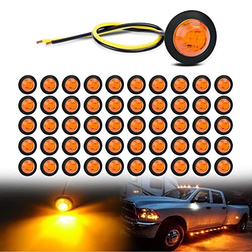 Image of Nilight 50 PCS 3 /4 inch Round Clearance LED Front Rear Side Marker Light | For Truck RV Car Bus Trailer Van Caravan Boat 12V Amber, Waterproof Safety Lamps