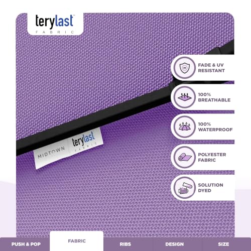 Image of Midtown Umbrellas Push and Pop - 8 Ft Patio Umbrella, Midtown Purple Canopy