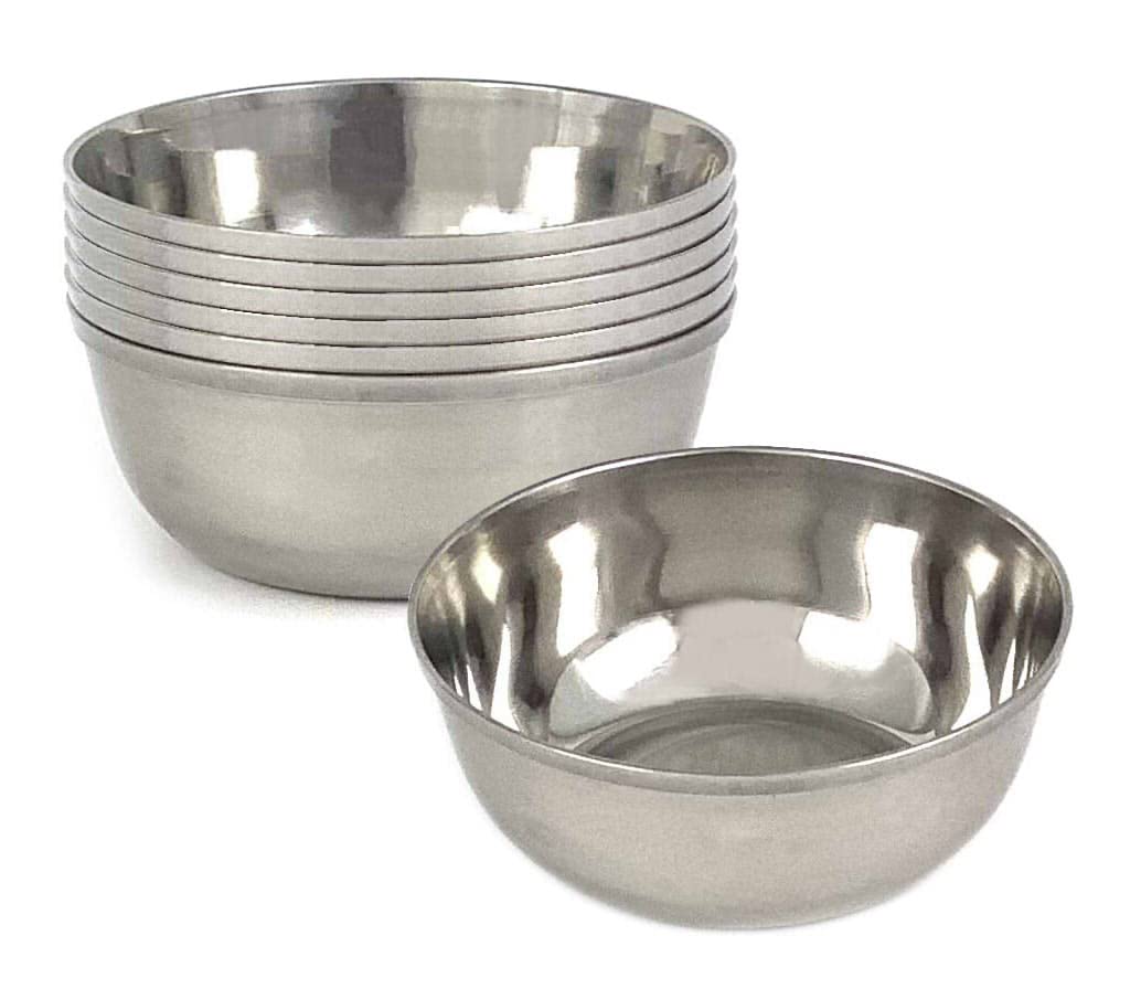 Tredoni 6 cuencos de salsa de 11 cm, cuenco de caramelo, cuenco de ensalada de acero inoxidable de 300 ml, cuenco de guacamole, tazón de oliva/cacahuetes (11 cm, 300 ml, 6 piezas)