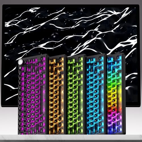 Image of HITIME XVX Black Clear Keycaps, Transparent Keycaps 60 75 100 Percent, Ceramic Keycap Style, Shine Through Keycap, Cherry Profile Keyboard Keycap Set for MX Switches Mechanical Keyboard, 119 Keys