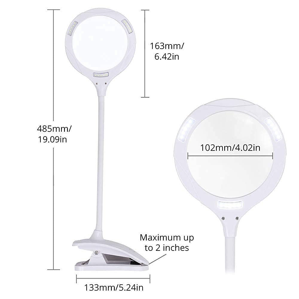 Lupa 2 W 1, Lampa Biurkowa Ze Szkłem Powiększającym, Ze Stojakiem I Zaciskiem, 5X 10X, Zasilana Przez Usb, Z 15 Diodami Led, 3 Regulowane Ustawienia Światła, Odpowiednia Do Czytania, Inspekcji I Bada