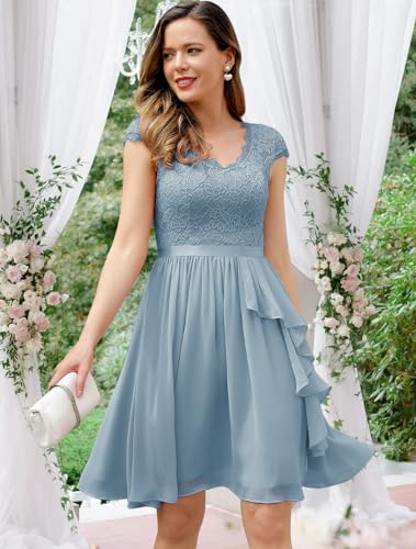 Image of Wedtrend Women's Bridesmaid Dresses Short Prom Dress Ruffle Semi Formal Cocktail Dresses Floral Homecoming Dress