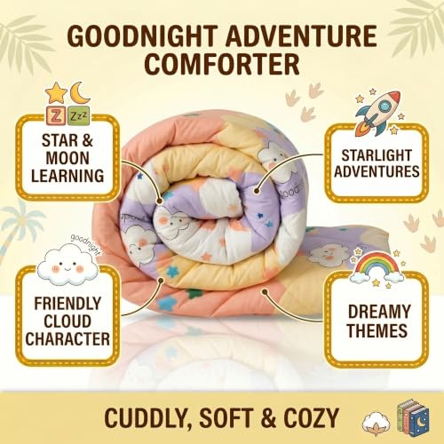 Image of Filymore Good Night Comforter for Kids Girls - Cute Cartoon Print Single Bed Blanket, Microfiber Dohar for Boys & Girls | Soft Kids Winter & Summer Quilt |60x90 Inches (Beige)