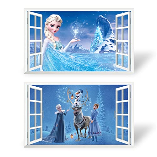 Chicbanners V701 3D-Fenster-Wandaufkleber, Motiv: Frozen Anna und ELSA...