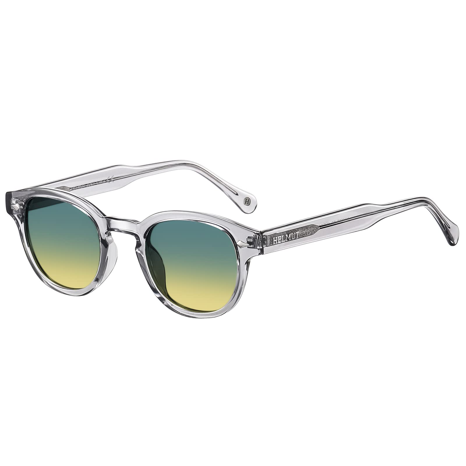 H HELMUT JUST Gafas de Sol Depp style Mujer Hombre Polarizadas Redondas Pequeñas Vintage Ovalada TR90 y Acetate