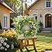Artificial Green Eucalyptus Wreath for Front Door: 24 Inch Summer Wreaths for Indoor and Outdoor Decor, Large Boxwood Wreath for All Seasons, Spring Greenery Wreaths for Indoor/Outdoor Decorations