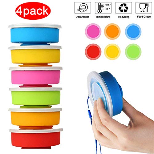 Silicone Collapsible Travel Cup, 4 Pack Collapsible Silicone Cup with Lid, Expandable Drinking
