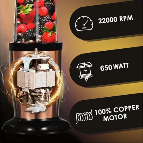 Image of Pringle NB103 Nutri Blender 600W | 22000 RPM High-Speed | Smoothie Maker & Mixer Grinder | 100% Copper Motor | Stainless Steel Blades |3 Unbreakable Jars | 3-in-1 Grind Mix Blend | 2 Yr Warranty