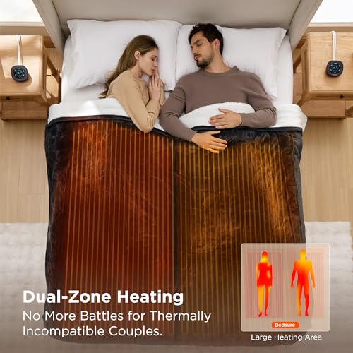 Image of Bedsure Electric Blanket King Size - Dual Control Heated Blanket King Size, Fast Heating with 10 Time Settings & 10 Heat Settings, Warm Gift for Grandma (100x90 inches, Black)