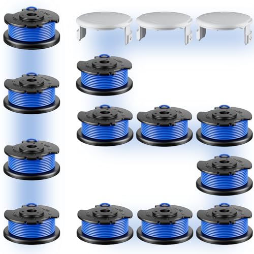 Chway 15 Pcs AC14RL3A Replacement Weed Wacker String Compatible for Ryobi One+ 0.065 String Trimmer Refill and AC14HCA Cover Cap for 18v 24v and 40v Cordless Trimmers (12 Spools+3 Caps)