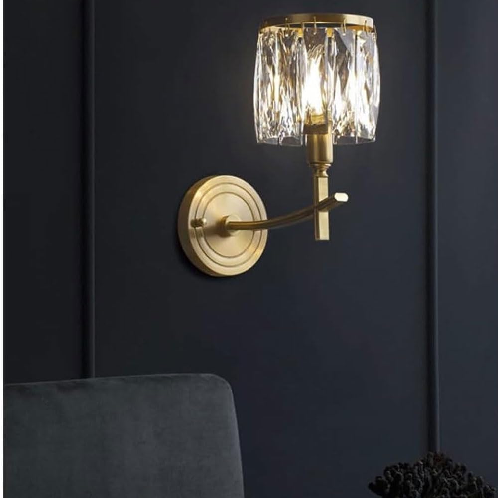 Wandleuchten für den Innenbereich, alle Wandleuchten aus Kupferkristall, moderne Gold-Messing-Wandleuchte, Unterputz-Beleuchtungskörper für Badezimmer, Schlafzimmer, Flur, Wohnzimmer, Wandleuc