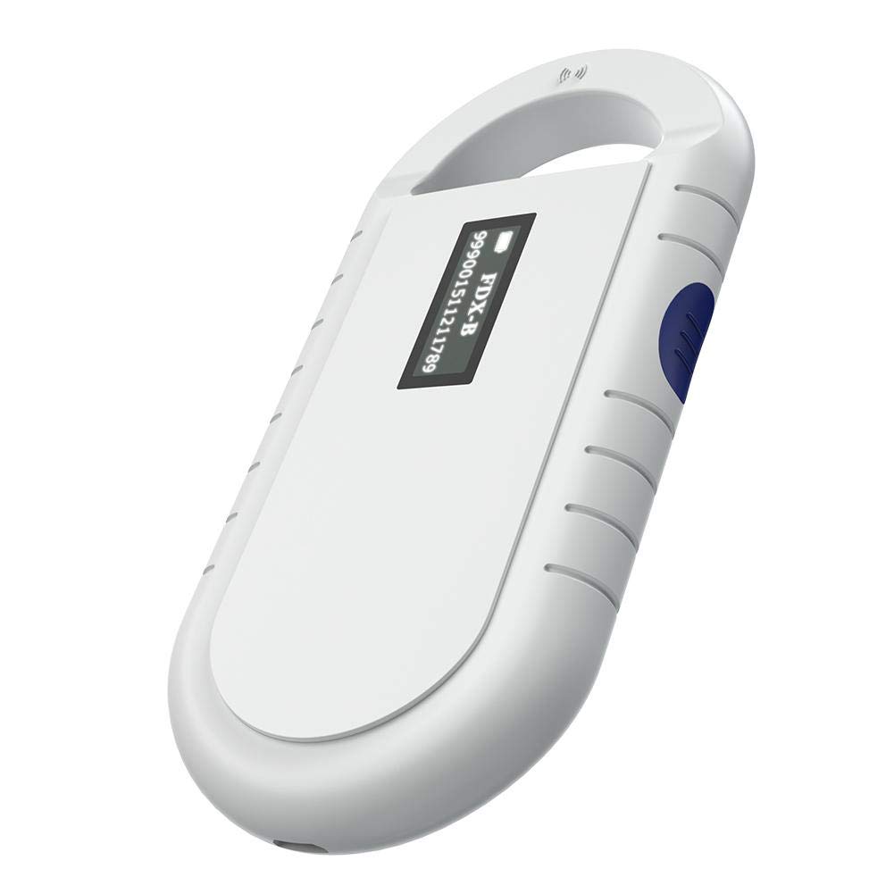 RFID Leser, Tragbarer Tier Chip Leser Haustier Mikrochip Scanner Universaler RFID Leser für ISO 11784/11785, RFID Hintergrundbeleuchtungs Bildschirm FDX B ID64