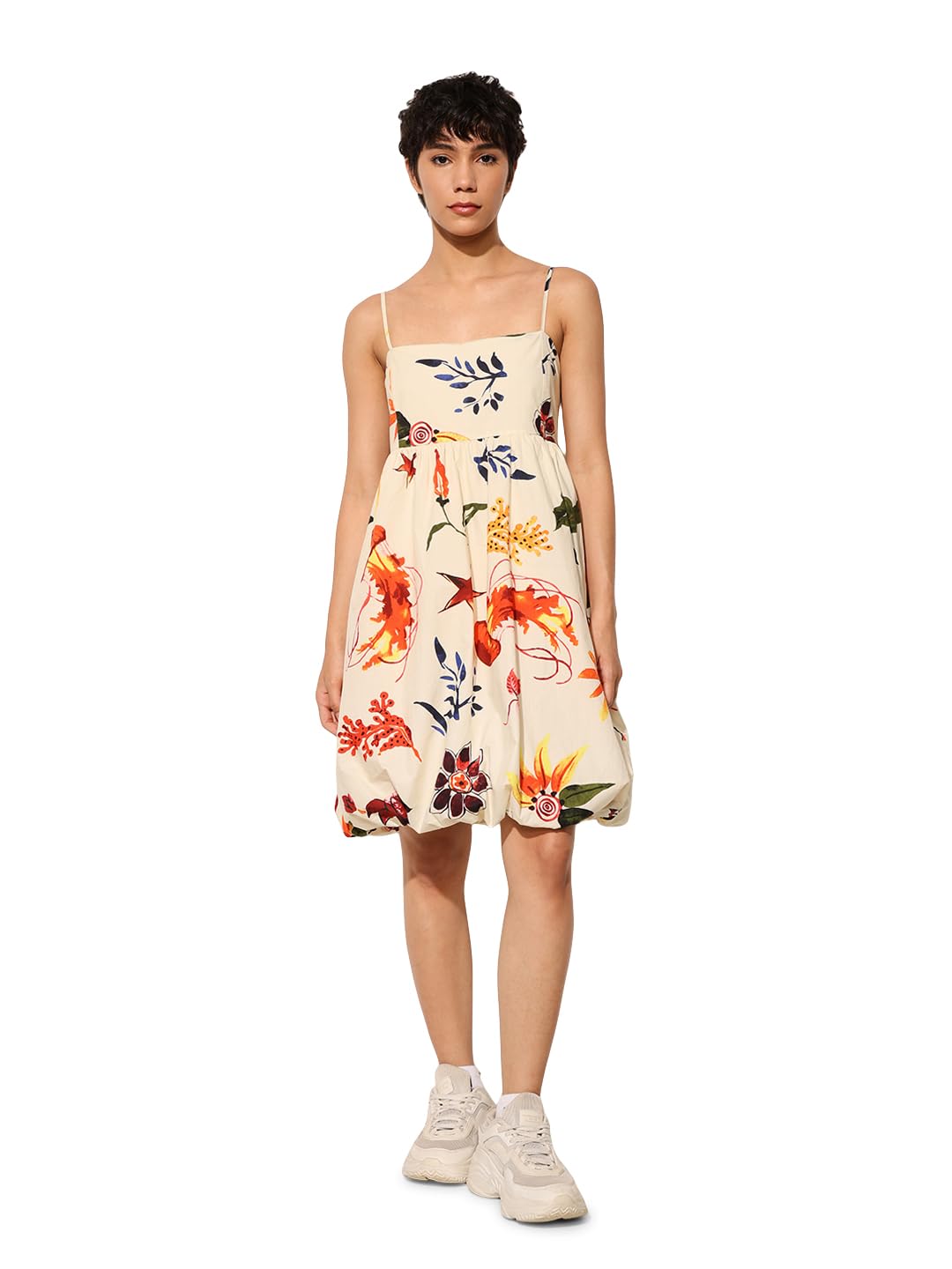 only Women's Graphic Printed Shoulder Strap Balloon Mini Dress-picture-34
