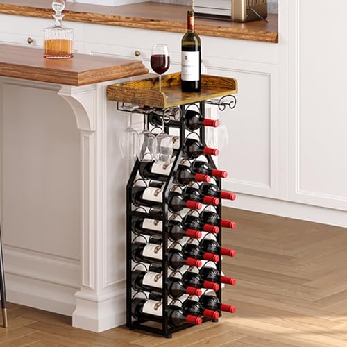 Soporte para botellas whiskey capacidad 19 botellas 6 copas miniatura 7