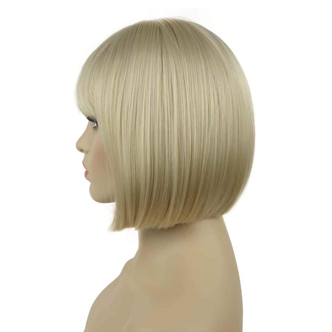Lydell 20,3 cm glattes kurzes Bob-Haar, flacher Pony, niedlicher zentraler Punkt, hitzebeständig, synthetische Perücke (122)