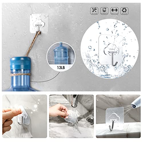 Znben Adhesive Hooks, Transparent Self Adhesive Wall Hooks Heavy Duty Cloud Shaped Removable Waterproof Clear Plastic Sticky Hooks Seamless Utility Hooks For Bathroom Shower Kitchen Ceiling - 10 Pcs #TOP3