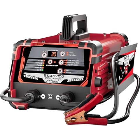 AZZUNO Professional 30-Amp Battery Charger, 12V and 24V Automotive Charger, 130 Cranking Amps, Trickle Charger Smart Battery Maintainer, Ideal for Motorcycle Cars Trucks Marine Batteries and More Cover
