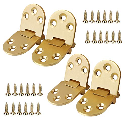 CBTONE 4 PCS Brass Butler Tray Hinge, 180 Degree Sewing Machine Table Flip Top Hinge, Round Edge Hinge for Butler Table/Folding Table/Furniture