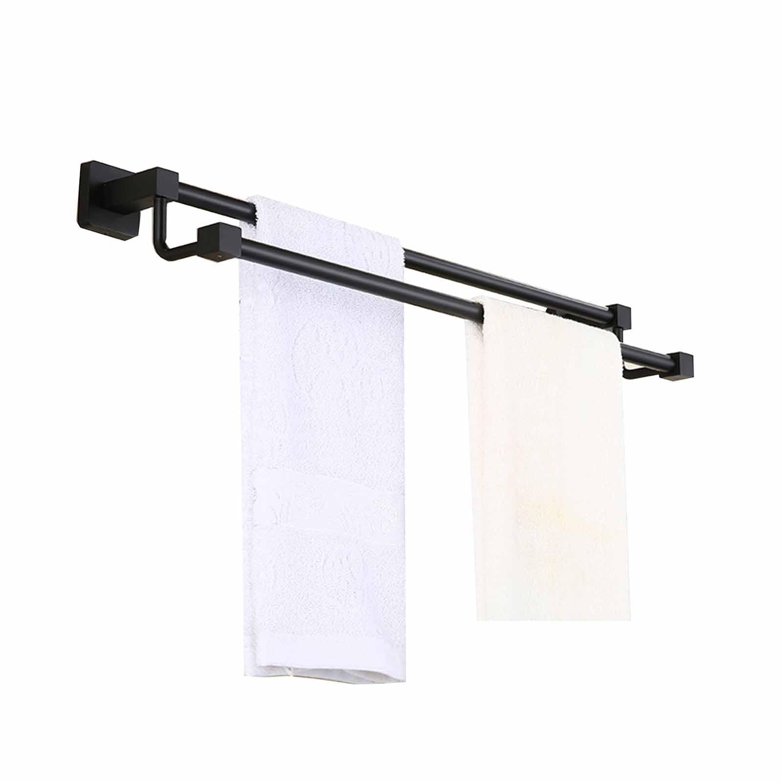 Porte-serviettes double noir de 40cm pour optimiser votre balcon et douche