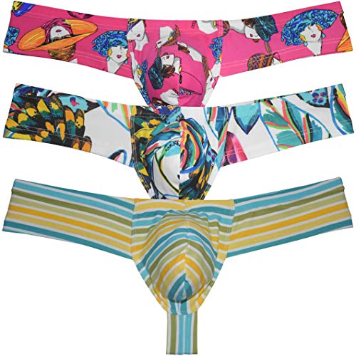 Sexy Men's Cheeky Briefs Thong Boxers Brazilian Bikini Shorts Underwear 1/3 Rear Cover Boxers Thong Pants 3-Pack FHH XL