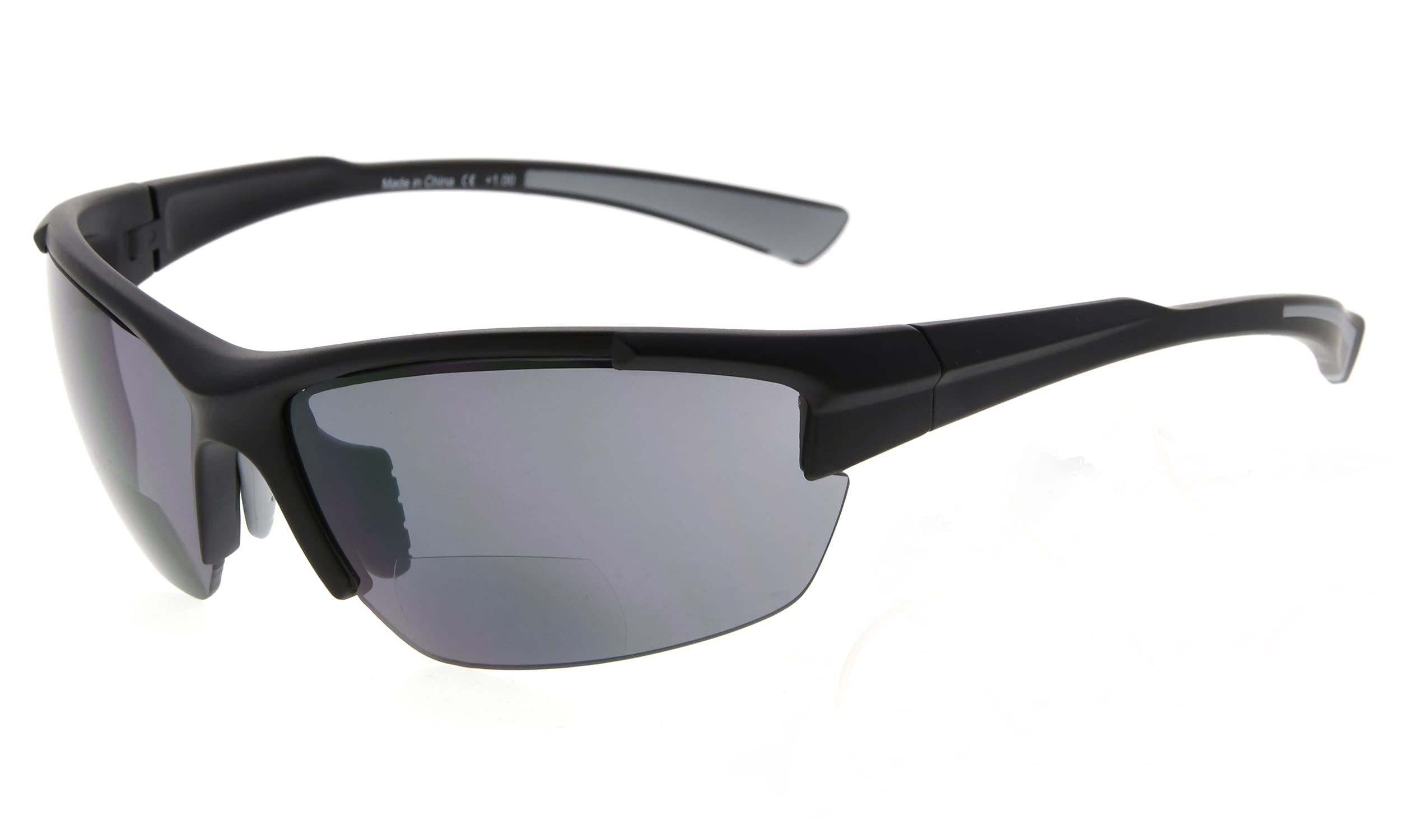 Eyekepper Bifocal Sunglasses for Women Men 1.5, Black Frame/Grey Arm