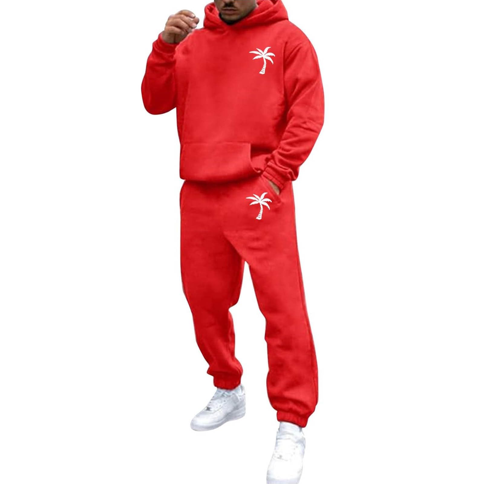 JPLZi Mens Tracksuit 2 Pieces Set Long Sleeve Hoodie Sweatsuit Pullover Athletic Jogging Suits Casual Outfit with Pockets