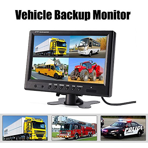 Podofo 9" Tft Lcd Split Screen Quad Monitor Cctv Security Surveillance Car Headrest Video Display, 4 Rca Connectors 6 Mode Display, Remote Control #TOP1