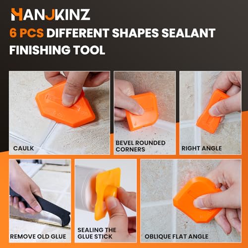 3 in 1 Silicone Caulking Tools(Stainless Steelhead), 12pack, Caulk Remover Tool Kit with Replace Silicone Padsgood Pads and Caulk Finishing Tools, Caulking Tool Kit for Kitchen, Bathroom - Image 4