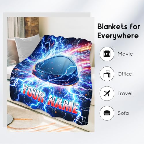 Hockey Blankets Custom Boys Blanket - Personalized Team Gifts Ice Hockey Kids Warm Flannel Throw for Couch, Room Decor (4 Sizes Choose)