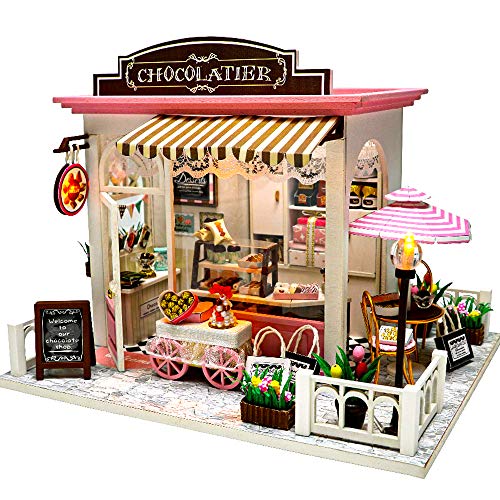 CUTEBEE Dollhouse Miniature with Furniture?DIY Dollhouse Kit Plus Dust Proof and Music Movement, 1:24 Scale Creative Room Idea