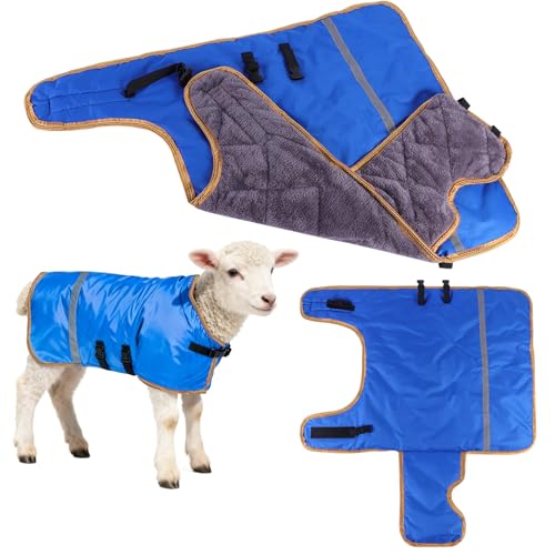 NIUTRIP 2pcs All-Weather Calf Blanket with Fleece Lining & Windproof Shell - Versatile Goat Blankets for Winter and Durable Sheep Blanket with Full Belly Coverage (Plucked Blue 2pcs)