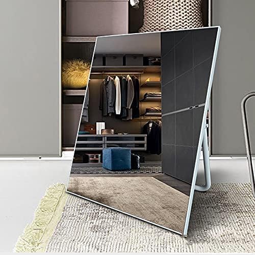 Espejo de zapatos de aleación de aluminio de alta definición de piso a techo, soporte estable, vidrio plateado a prueba de explosiones, elegante marco dorado para tiendas de zapatos y entradas del