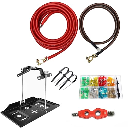 Battery Relocation Kit # 2 AWG Cable Top Post 20 FT RED/ 5 FT BLACK (GROUP 24) MADE IN THE USA
