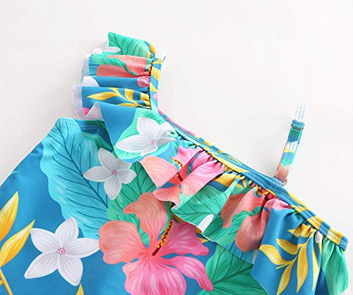 Image of Girls Two Piece Swimsuits Hawaiian Ruffle Tankini Swimwear Bathing Suit Set