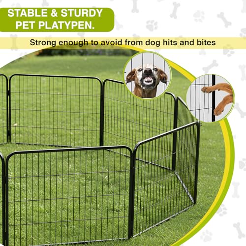 Image of BestPet Dog Playpen 24 Inch 12 Panels Heavy Duty Metal Pet Exercise Pen Without Door Indoor Outdoor Fence Panels Anti-Skid Expandable Design