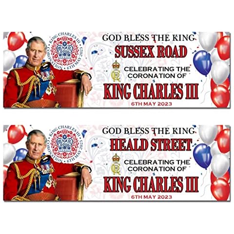 Personalisiertes König Charles III Krönung Outdoor Banner Poster Dekorationen Party Union Jack 2023 Royal Celebration Events Memorabilia United Kingdom England Cover