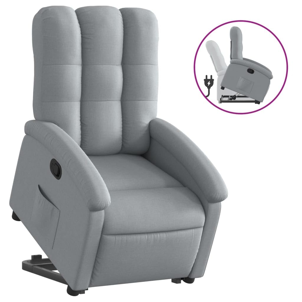 Homgoday Relaxsessel mit Aufstehhilfe Fernsehsessel Verstellbarer Ruhesessel Aufstehsessel Relaxsessel mit Liegefunktion Sessel für Senioren mit Aufstehhilfe TV Sessel Hellgrau Stoff