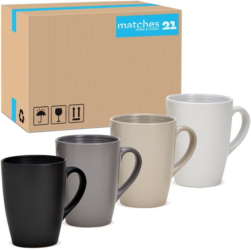 Tassen 36er Set in schwarz grau beige und weiß - Schöne Keramik Kaffeetassen in 300ml für Cappuccino Kaffee Tee - Tolle Kaffeebecher spülmaschinenfest und mikrowellengeeignet als Geschenk