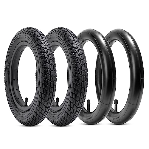 YunSCM 2PCS 12.5 Bike Tyre 12 1/2x2 1/4 (12.5x2.25) Tires ETRTO 57-203 and 12.5" Heavy Duty Inner Tubes AV32mm Valve