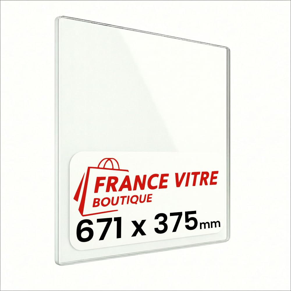 Vitre d’Insert pour cheminée et poêle à Bois 671 x 375 x 4 mm Haute température 800°C