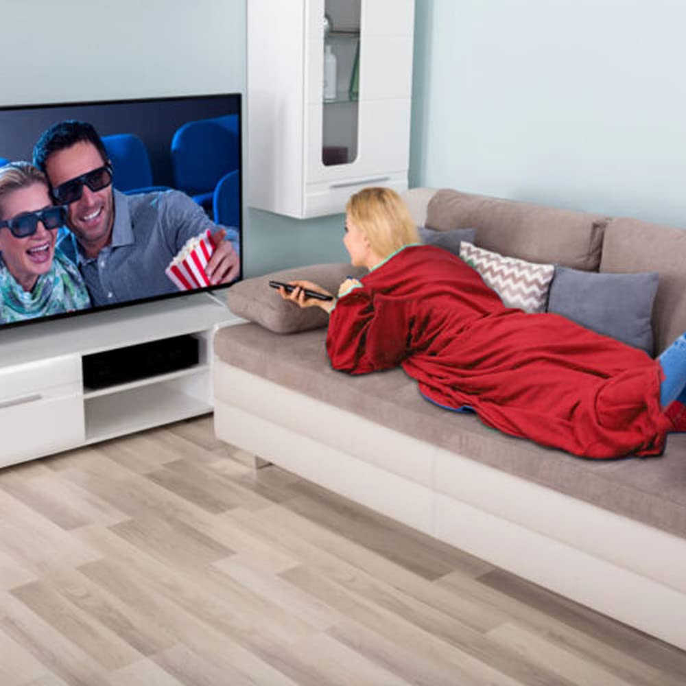 Warmie- Cozy Blanket with Sleeves- Super Soft Fleece Warm Cozy Hands Free for Reading Surfing Internet Watching Tv (Red 70