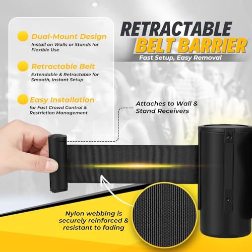 Barrière murale rétractable pour gestion de file d'attente en magasin