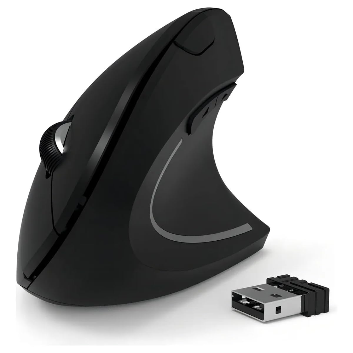 Mouse Ergonômico Sem Fio Vertical Recarregável Silencioso ErgoTech® RGB - Reduz Dor no Pulso e Fadiga – Compatível com Windows, Mac, Notebook, PC – Preto, Design Ortopédico DPI Ajustável