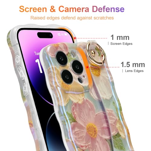 Coque fleurie iPhone 16 Pro avec bracelet pour femmes actives - 7