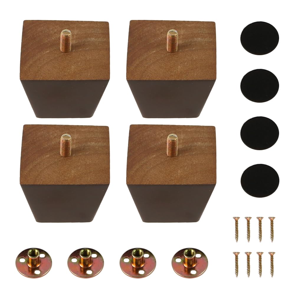Laroal Furniture Legs 2 Inch/50mm Set of 4 Square Solid Wood Couch Legs Feet Chair Table Feet Sofa Support Replacement Parts
