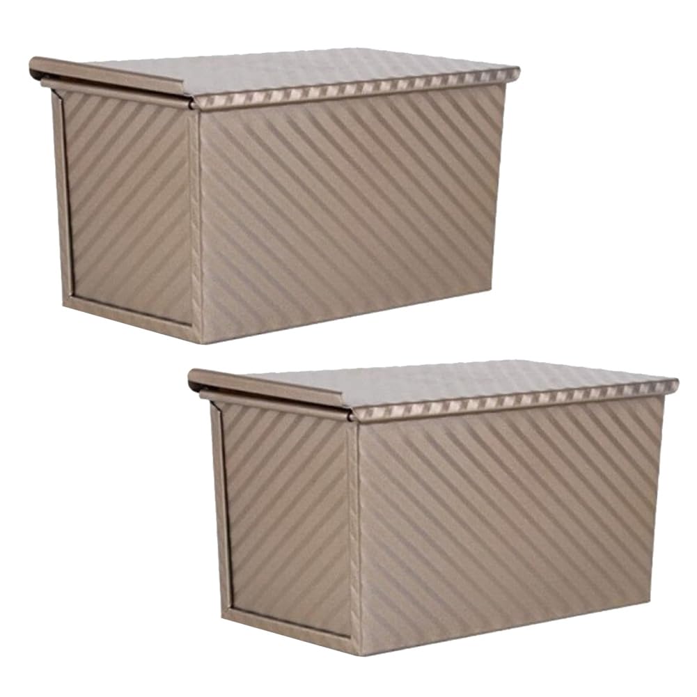 Qezodsx 2 Pack Non-Stick Loaf Bread Pan with Lid, Carbon Steel Baking Pan for Homemade Bread, Toast, and Bakeware