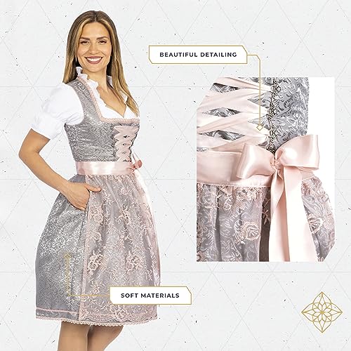 Image of BAVARIA TRACHTEN Dirndl Dress Women German Oktoberfest with Blouse Rose