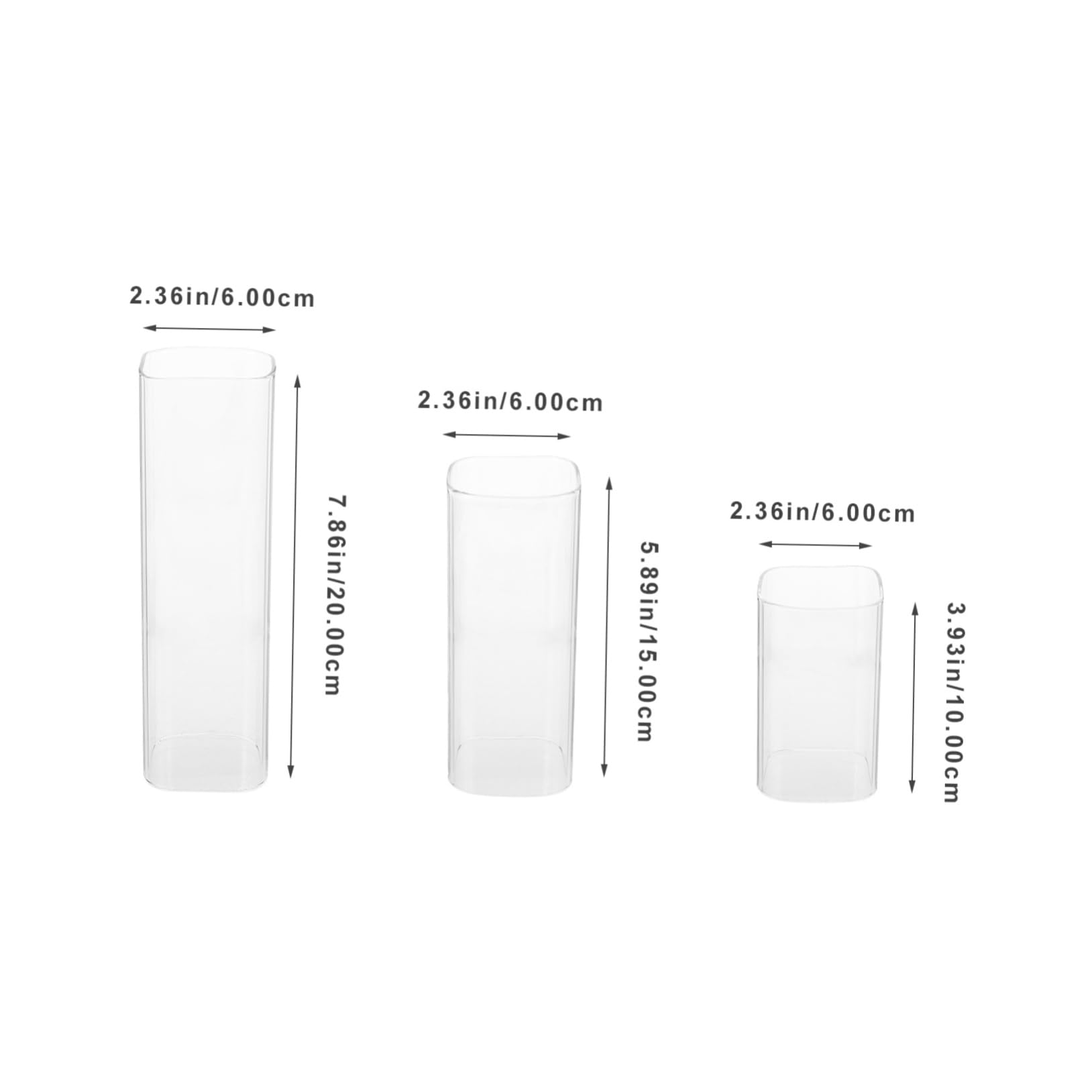 Levemolo 3Pcs Clear Glass Candle Holder Sleeve Decorative Open Ended Candle Shades for Weddings Home Height Options